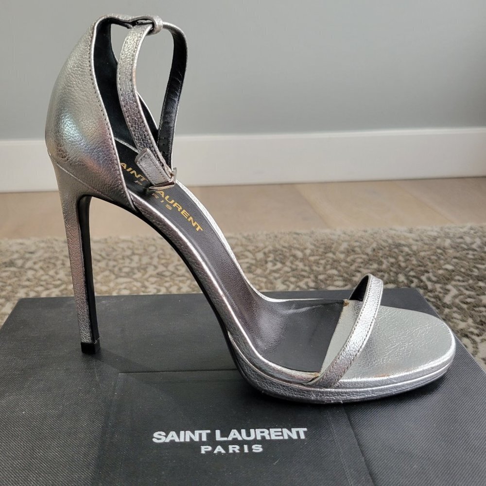 Saint Laurent Argento Silver Heels Size 36 - Picture 7 of 16